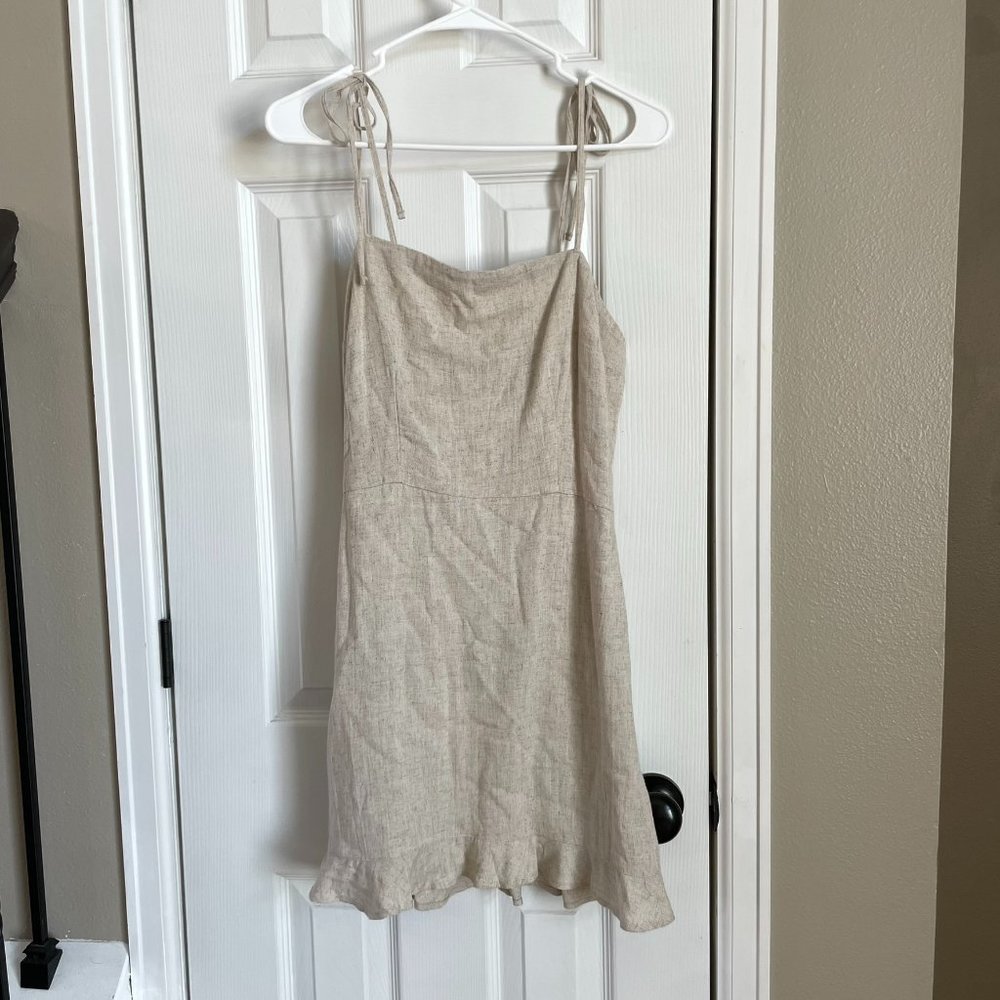 NWT Abercrombie & Fitch Size M  Tie Strap Short Summer Dress Linen Blend Pockets